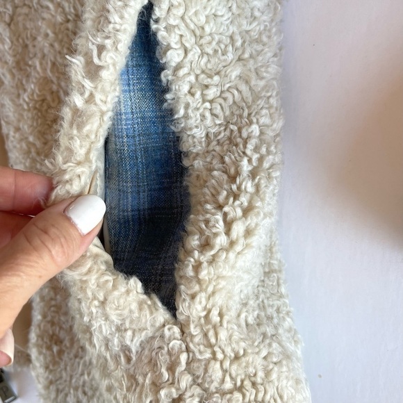 Pendleton Deep Pile Fuzzy Shearling Jacket With Wool Plaid Accents Size Small - Picture 7 of 16